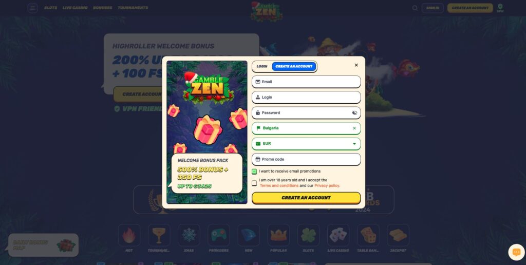 Gamblezen Casino Регистрация