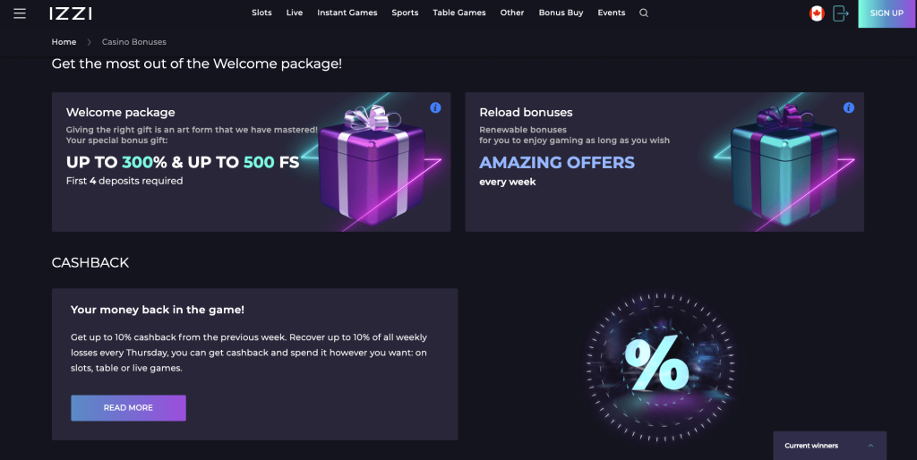 Izzi Casino Bonuses