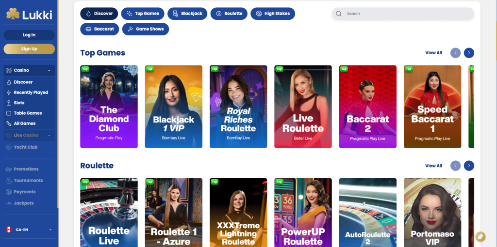 Lukki Casino Live games