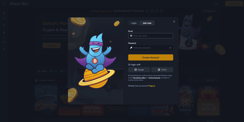 Satoshi Hero Registration