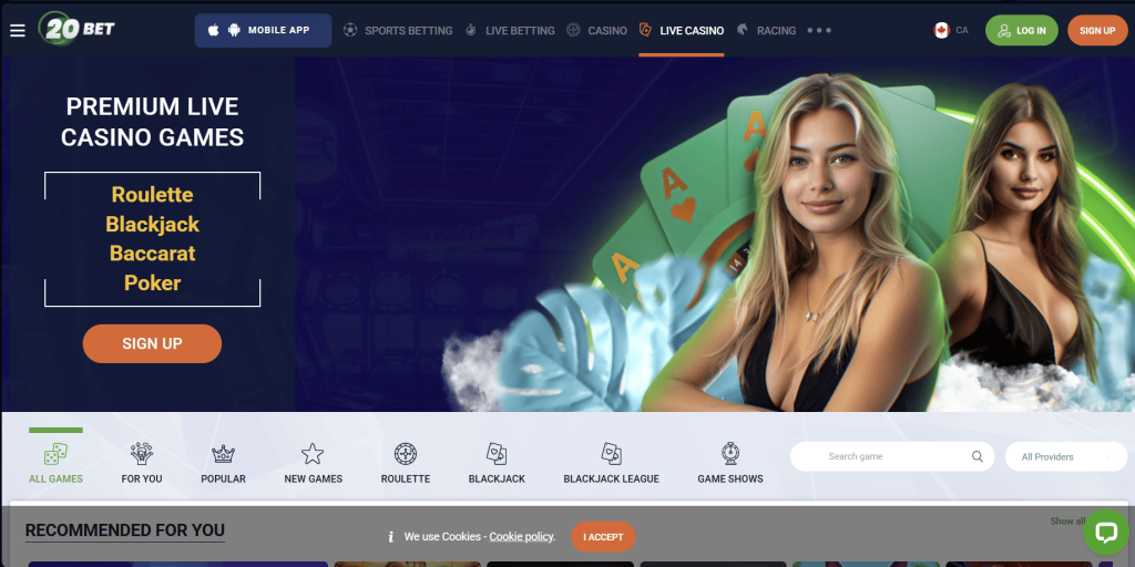 20Bet Casino Live Games