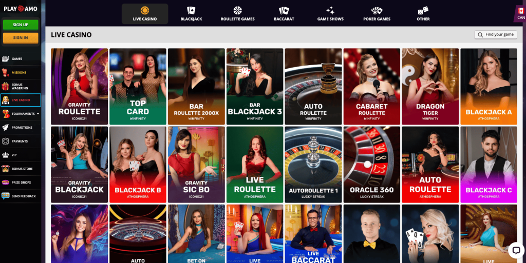Playamo Casino Live Games