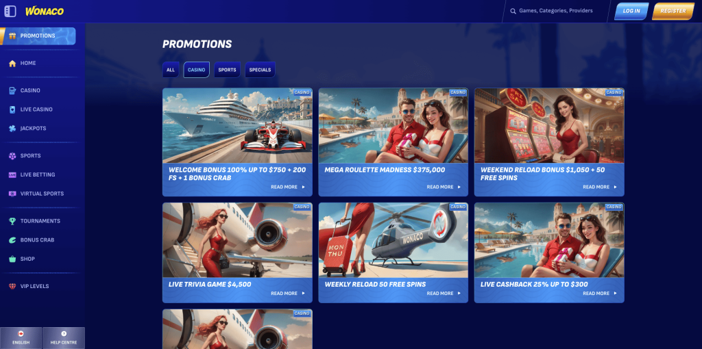 Wonaco Casino Bonuses