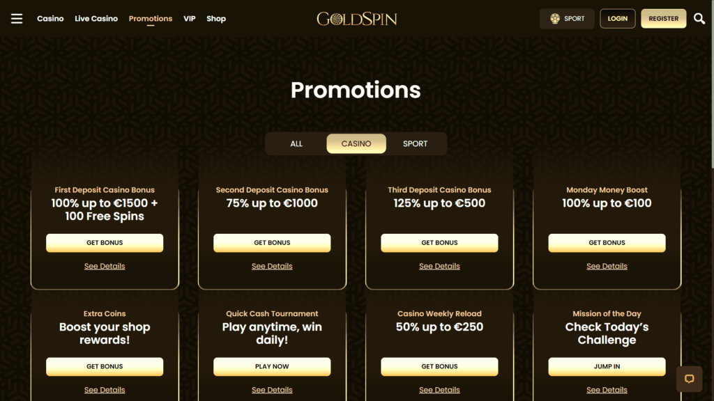 Goldspin casino bonuses