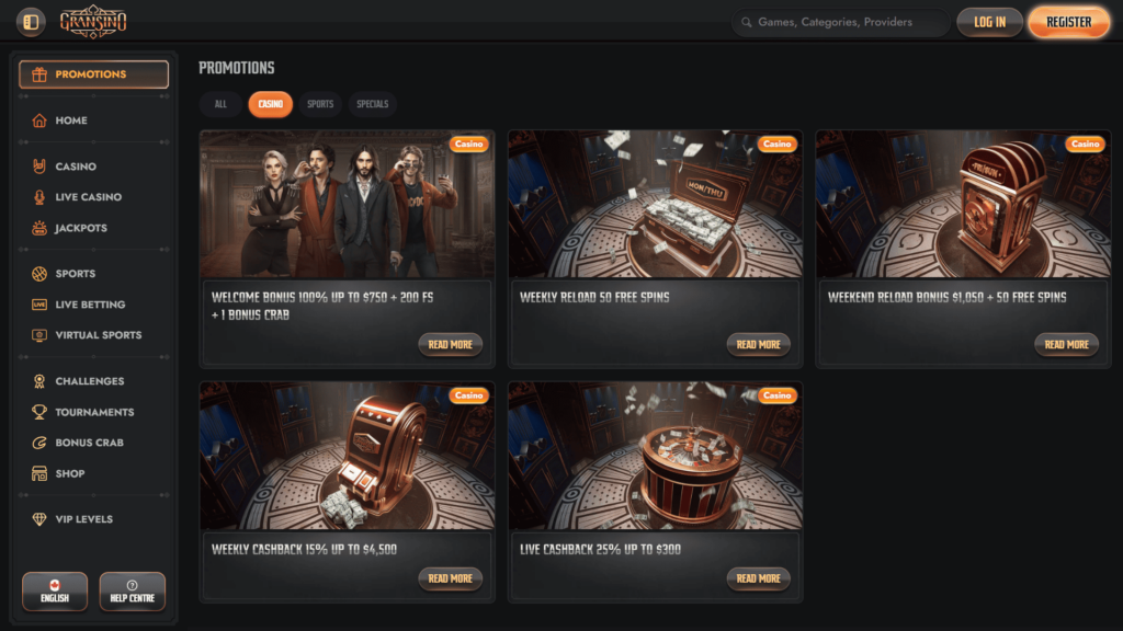 Gransino casino bonuses