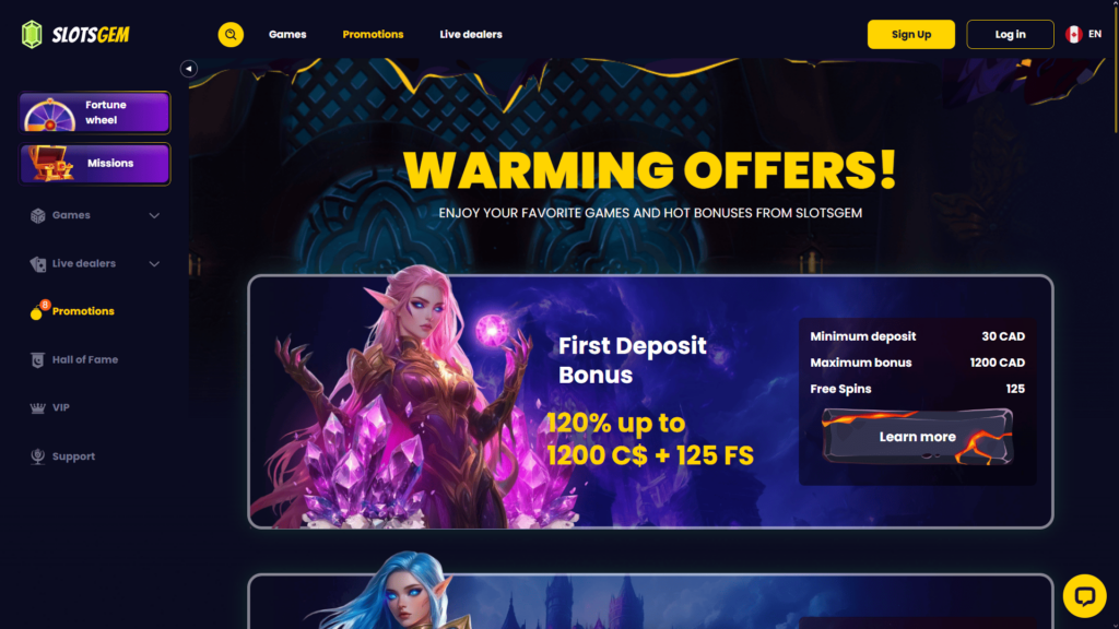 SlotsGem casino bonuses