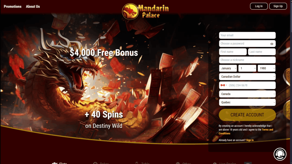 Mandarin Palace casino Canada