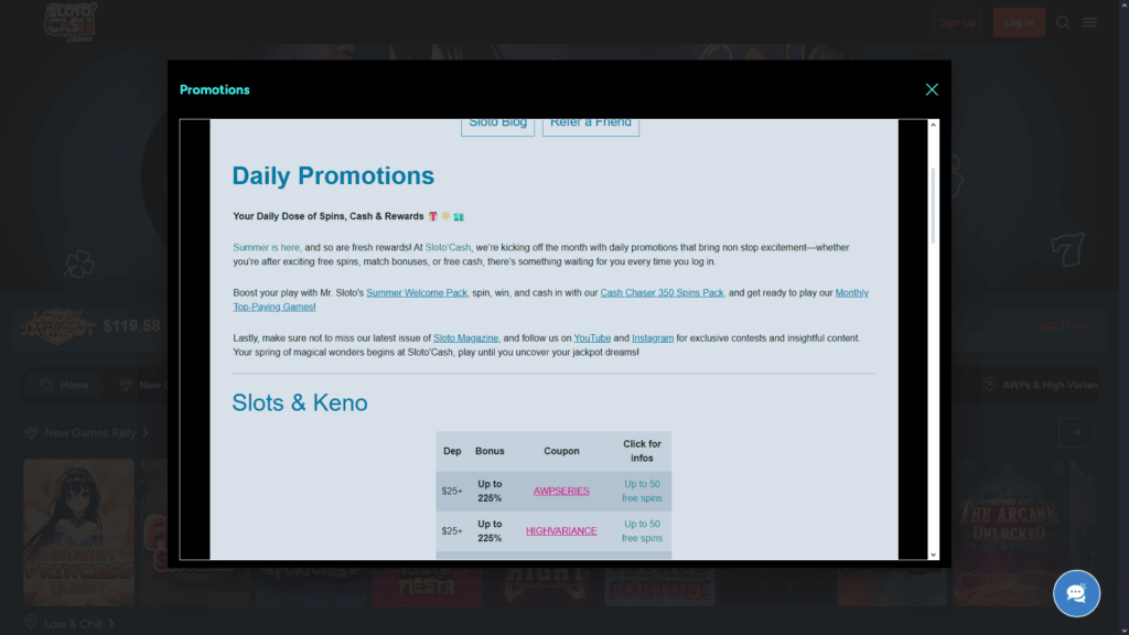 Slotocash casino bonuses