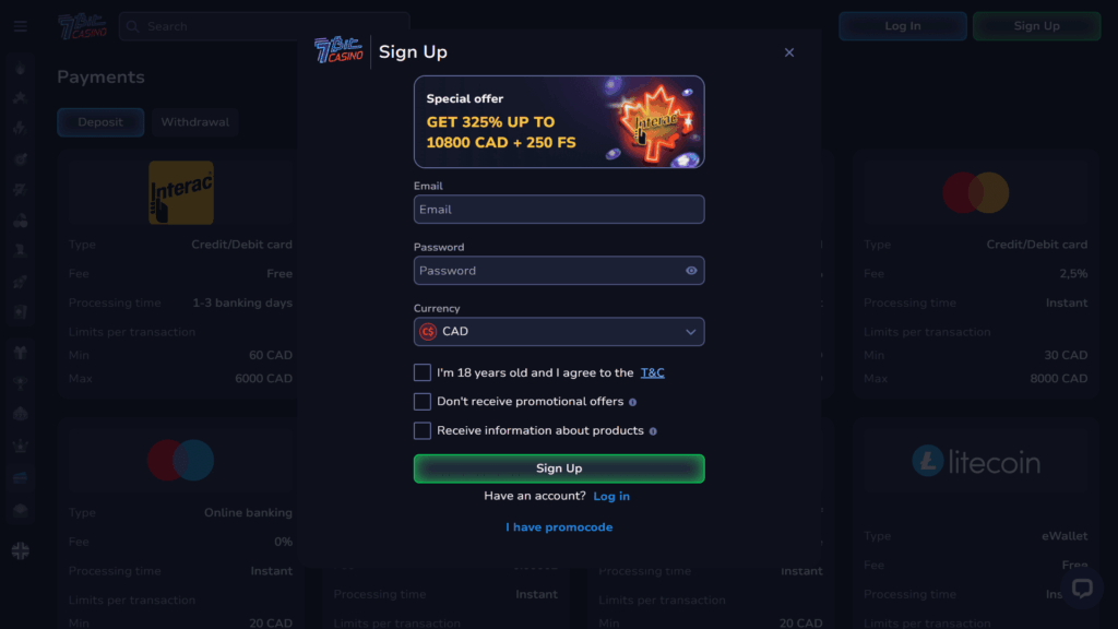 7bit casino registration