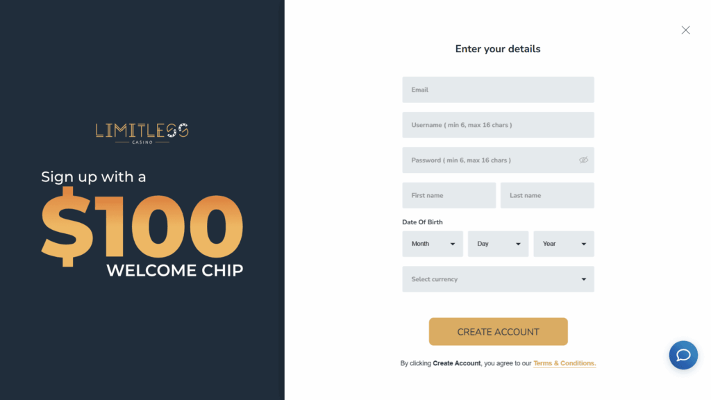Limitless casino registration