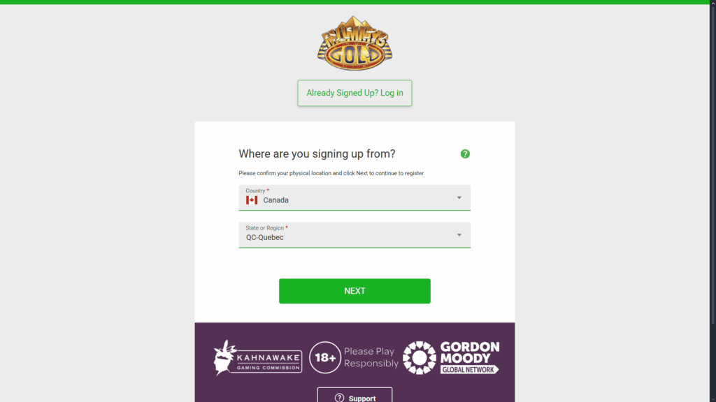 Mummys Gold casino registration