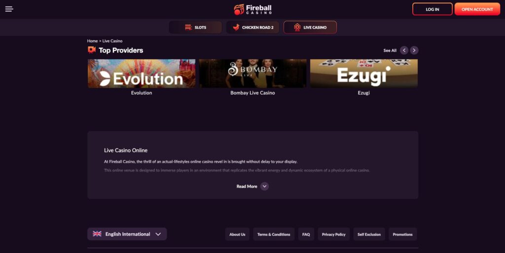 Fireball Live Casino