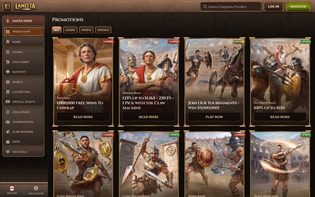Lanista casino bonuses