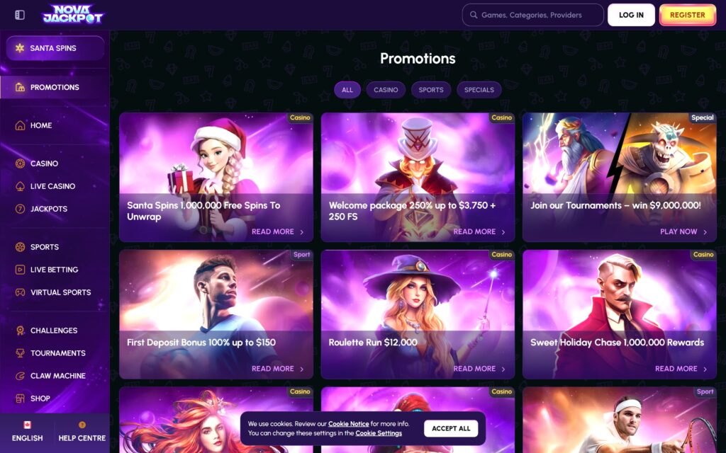 Nova Jackpot casino bonuses