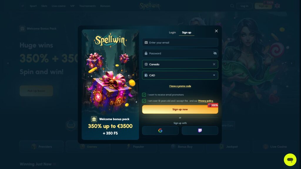 Spellwin casino registration