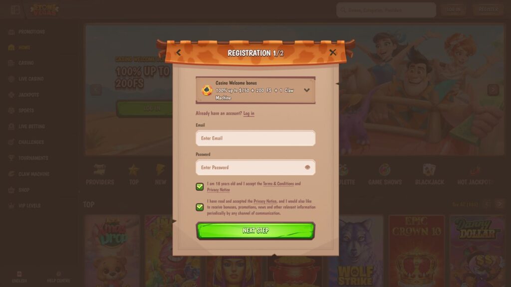 Stonevegas casino registration