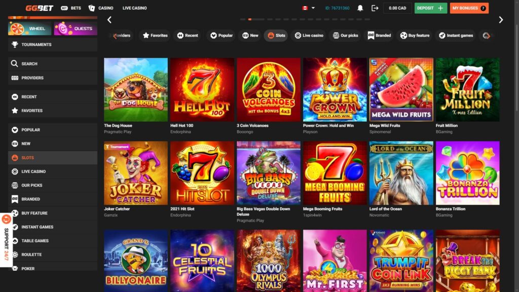 GGbet casino slots