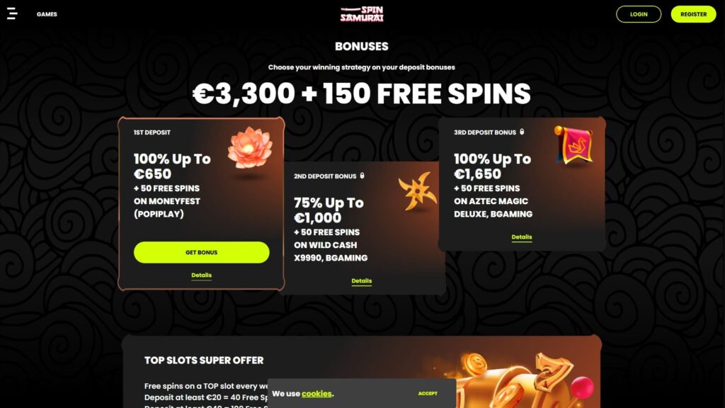 Spin Samurai casino bonuses