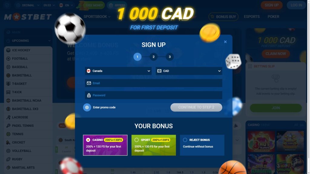 MostBet casino registration