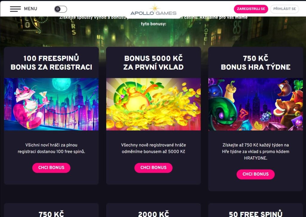 Apollo Games Casino bonusy