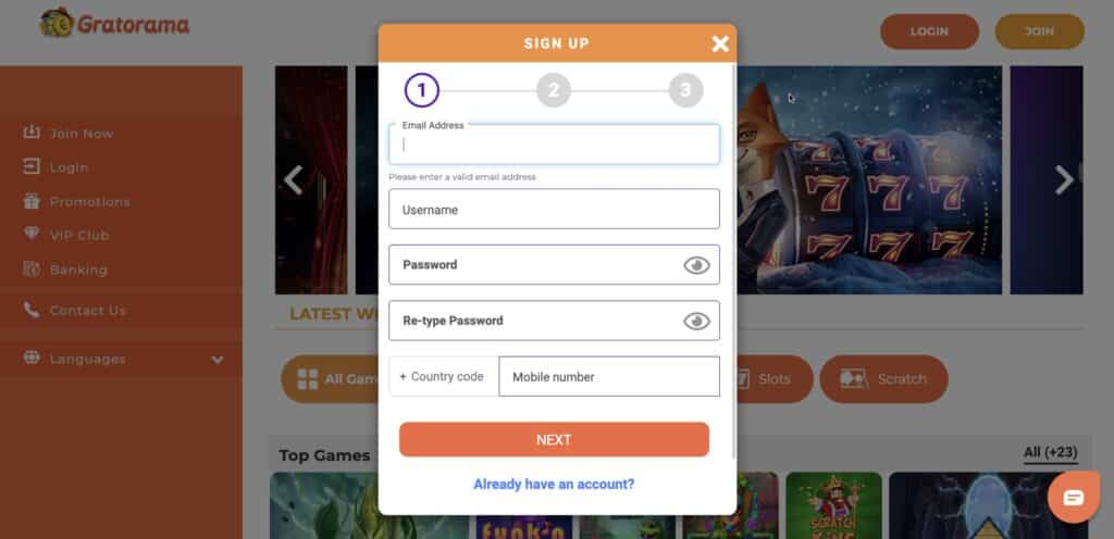 Gratorama casino registrace