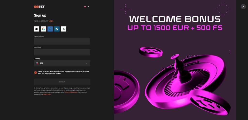 GGbet casino registrace