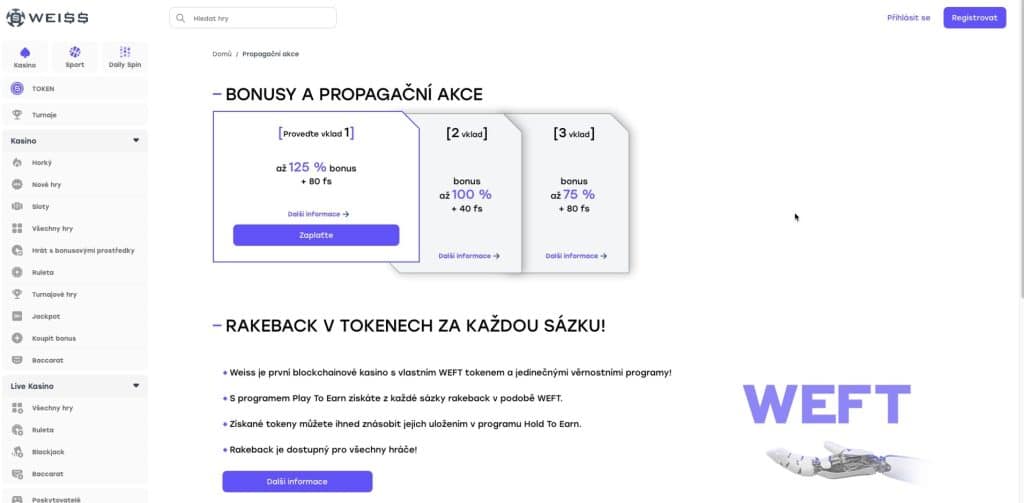 Weiss kasino bonusy