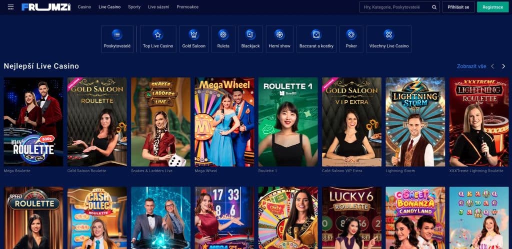 Frumzi casino s živými dealery