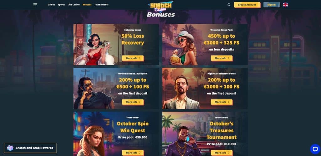 Snatch casino bonusy