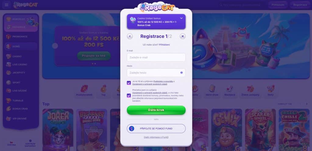 Robocat casino registrace