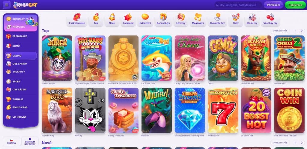 Robocat casino hrací automaty