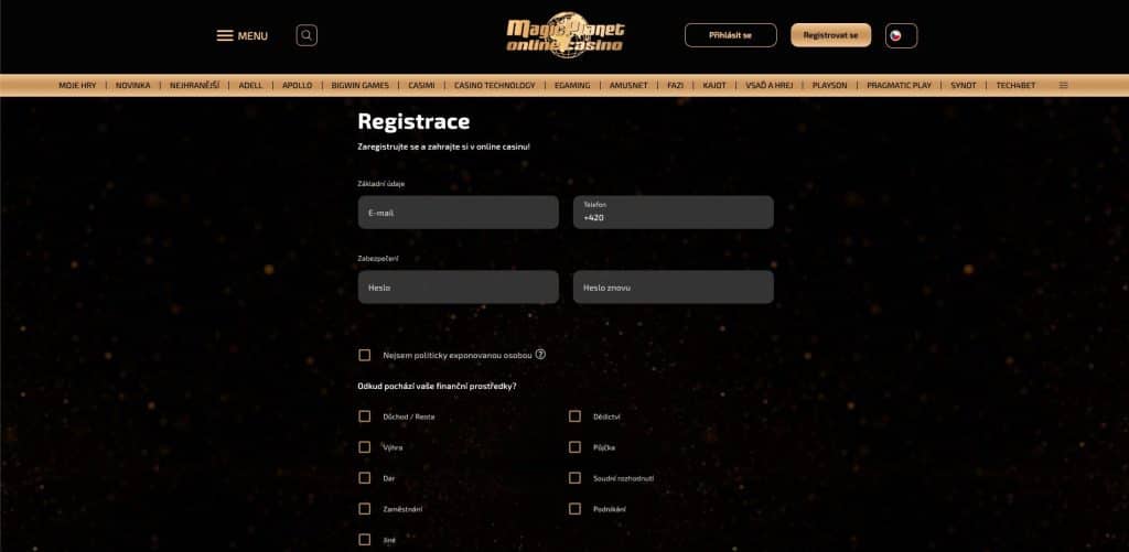 MagicPlanet casino registrace
