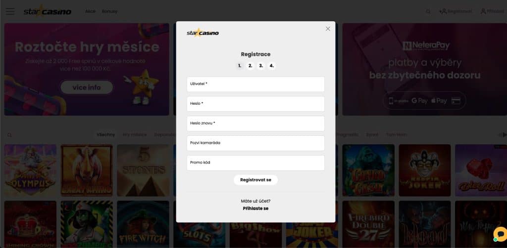 Star casino registrace