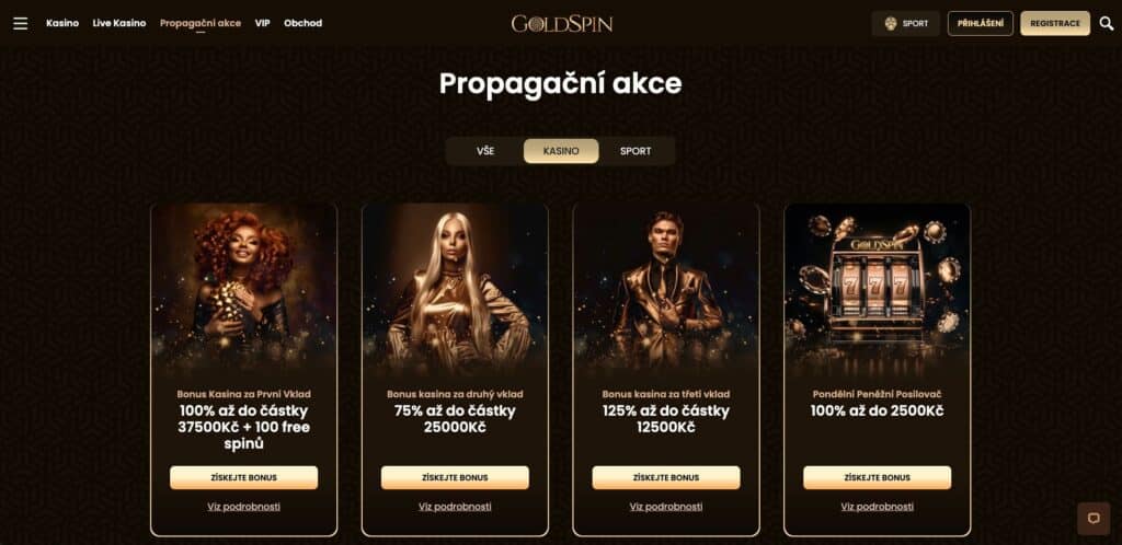 GoldSpin casino bonusy