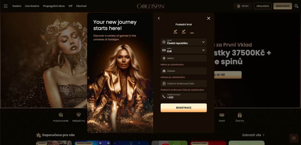 GoldSpin casino registrace