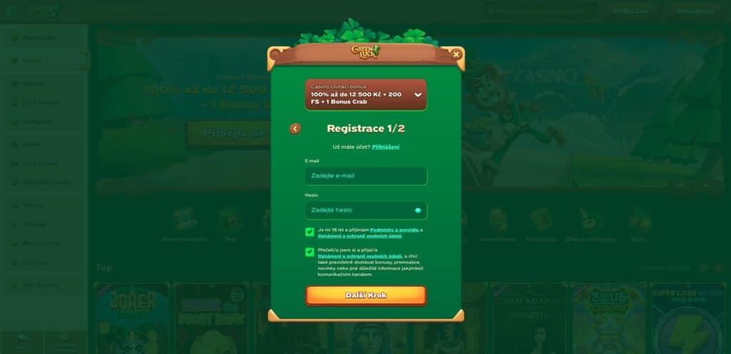 GreenLuck casino registrace