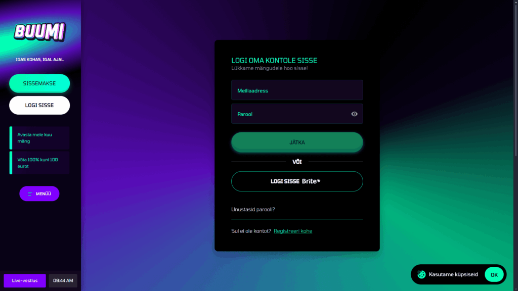 Buumi kasiino registreerimine