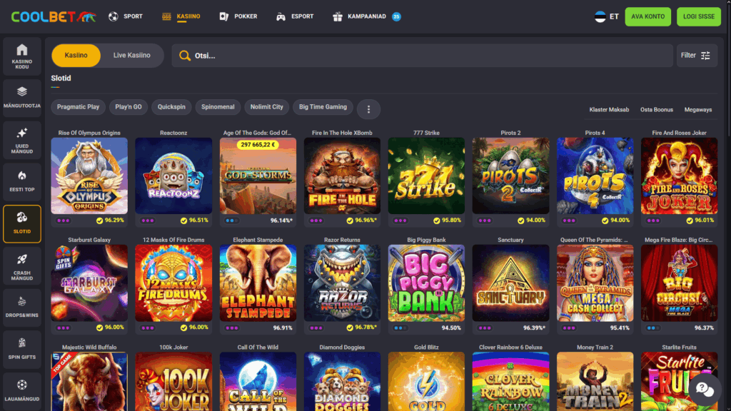 CoolBet kasiino slotimängud
