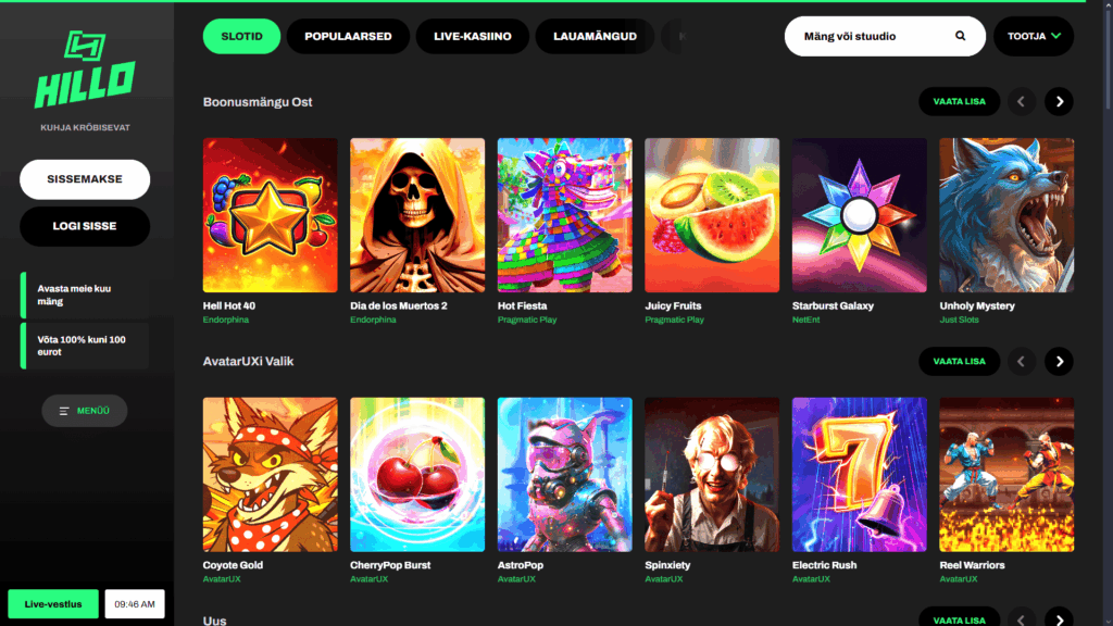 Hillo kasiino slotimängud