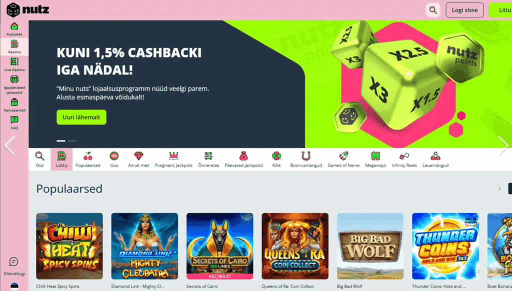 Nutz kasiino slotimängud