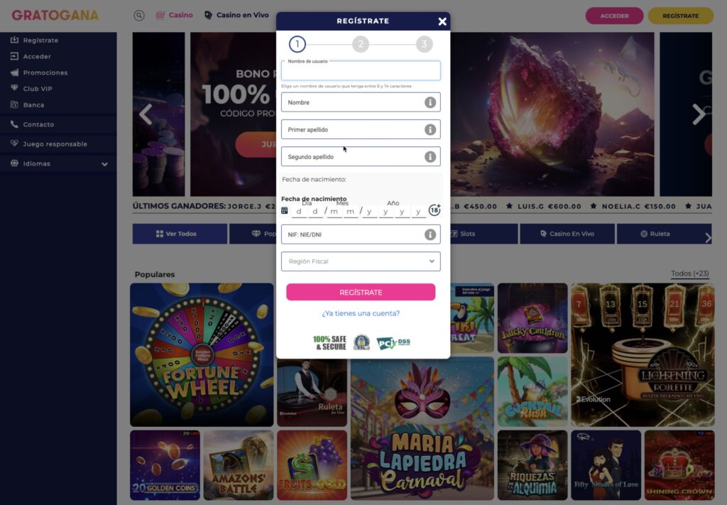 Gratogana casino registro