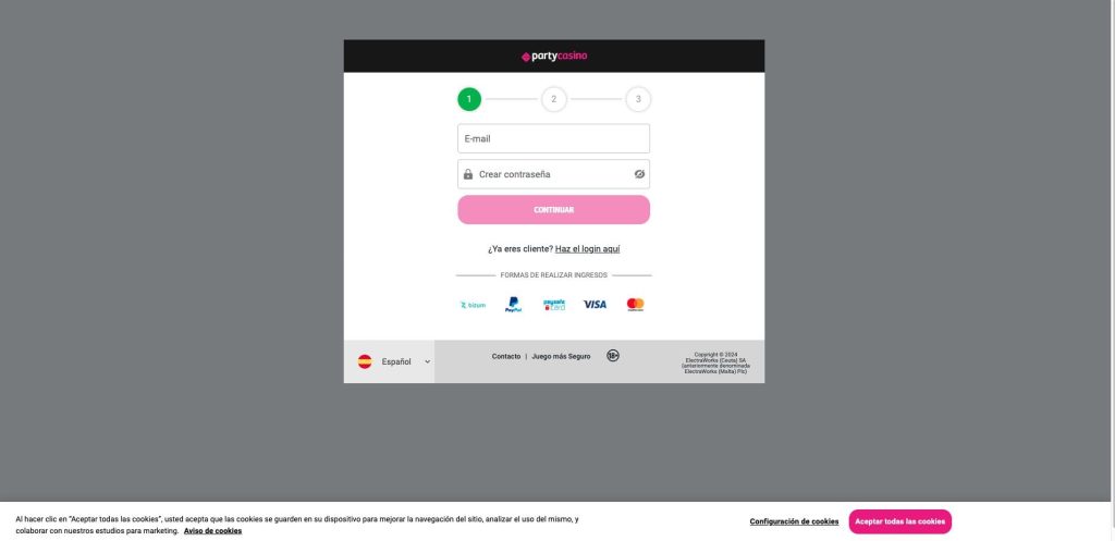 PartyCasino registro