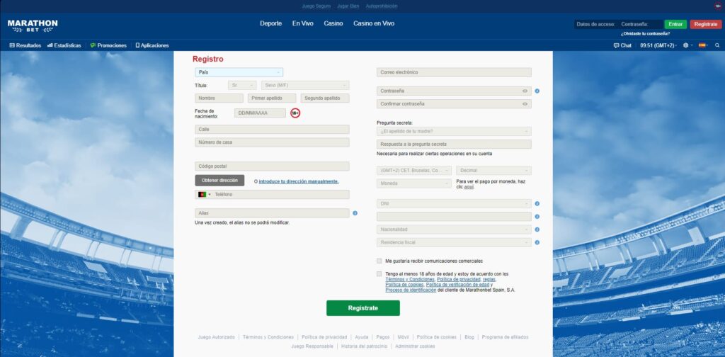 Marathonbet registrate