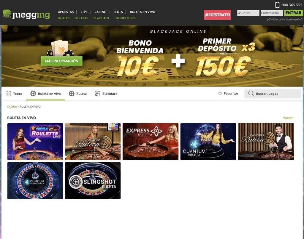 Juegging casino en vivo