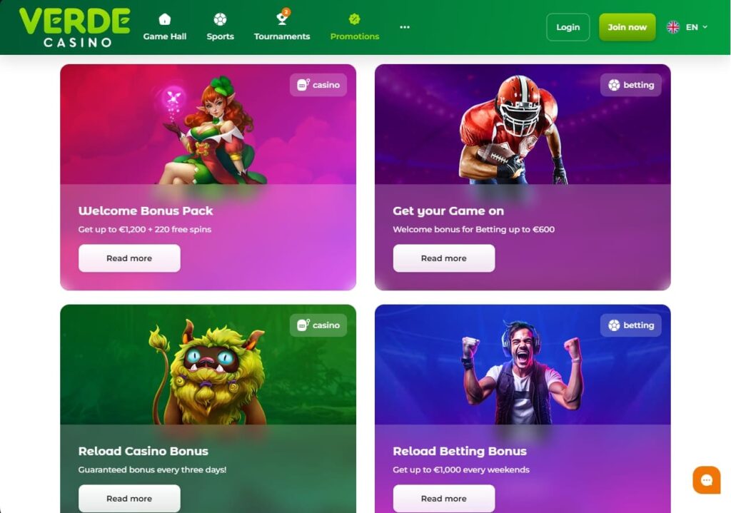 Verde Casino Μπόνους