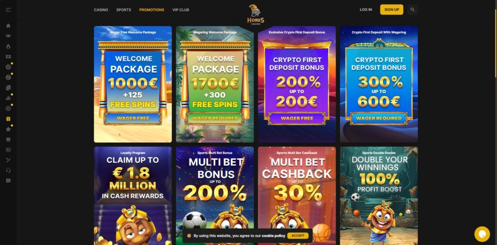 horus casino Μπόνους