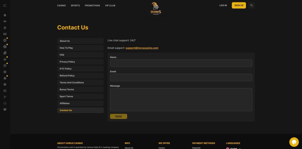 horus casino Επαφές