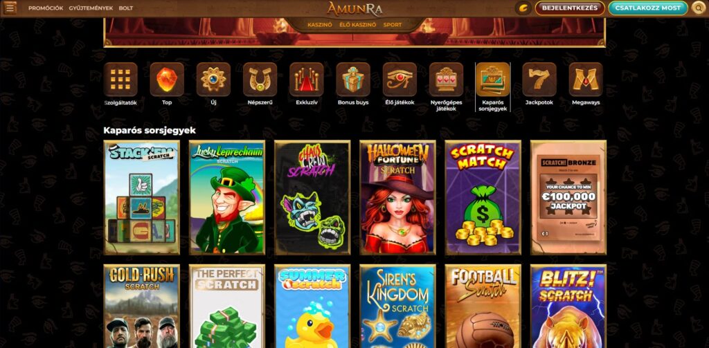 amunra nyerogepes jatekok