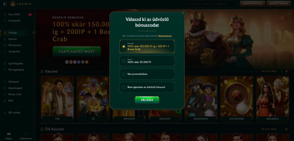 casinia regisztracio