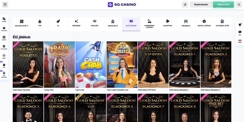 SG Casino Élő játékok